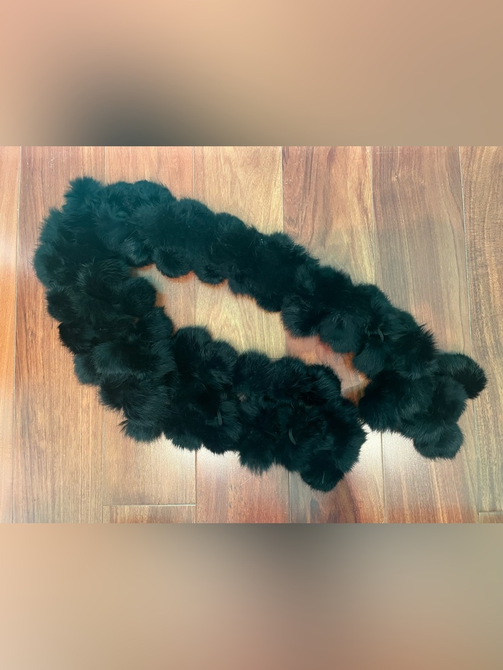 Black Rabbit Fur Pom Scarf